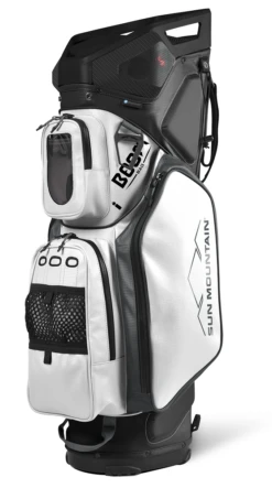 Sun Mountain 2023 Boom Bag Golf Cart Bag With Speakers -Golf Club Sales 2023 BoomCart 230392 black white