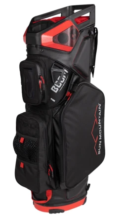 Sun Mountain 2023 Boom Bag Golf Cart Bag With Speakers -Golf Club Sales 2023 BoomCart 230393 black red