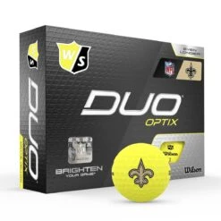 Wilson Staff Duo Optix NFL Team Licensed Golf Balls - Matte Yellow -Golf Club Sales 85a806cf2c4ed7b260fc5c4517f3dd9d17847761 WGWP502NO 9 Duo Optix Box RT Hero NFL NewOrleans Lockup YE