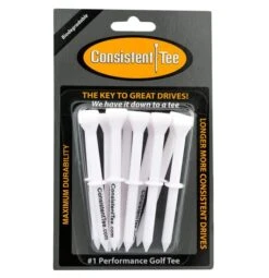 Consistent Tee Golf Tees 10 Pack - 3.25" -Golf Club Sales Consistent Tee White Color