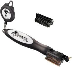 Frogger Golf BrushPro Retractable Golf Club Brush With Groove Cleaner -Golf Club Sales Frogger Original Club Brush Gray