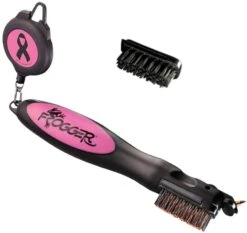 Frogger Golf BrushPro Retractable Golf Club Brush With Groove Cleaner -Golf Club Sales Frogger Original Club Brush Pink Ribbon