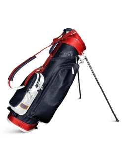 Sun Mountain Golf Leather Carry Stand Bag -Golf Club Sales G823274LeatherStandNavy White Red