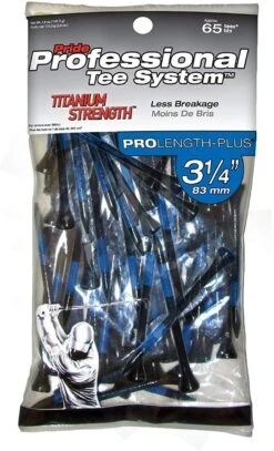 Pride Professional Tee System ProLength Golf Tees -Golf Club Sales PTS ProLength Black Blue 3.25 Titanium Strength 65ct