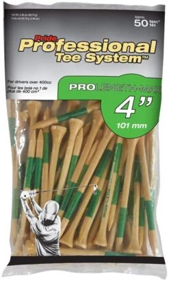 Pride Professional Tee System ProLength Golf Tees -Golf Club Sales PTS ProLength Natural Wood Green 4 50ct