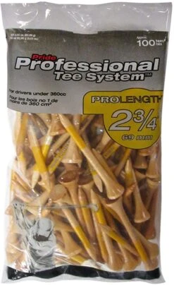 Pride Professional Tee System ProLength Golf Tees -Golf Club Sales PTS ProLength Natural Yellow 2.75 100
