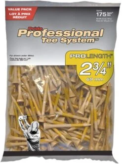 Pride Professional Tee System ProLength Golf Tees -Golf Club Sales PTS ProLength Natural Yellow 2.75 175