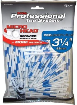 Pride Professional Tee System ProLength Golf Tees -Golf Club Sales PTS ProLength White Blue 3.25 135ct Micro Head