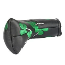 Volf Golf Black Synthetic Leather Shamrock Putter Cover -Golf Club Sales VolfGolfHeadcovers BlackShamrockBladePutter4