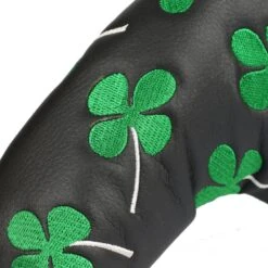 Volf Golf Black Synthetic Leather Shamrock Putter Cover -Golf Club Sales VolfGolfHeadcovers BlackShamrockBladePutter5