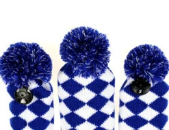 Volf Golf Knit Blue White Diamond Headcover Set -Golf Club Sales VolfGolfHeadcovers KnitBlueSet4