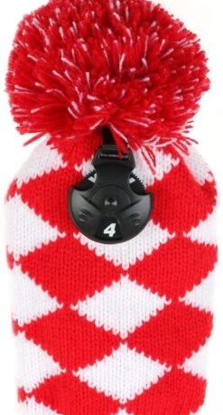 Volf Golf Knit Red White Diamond Headcover Set -Golf Club Sales VolfGolfHeadcovers KnitRedSet3