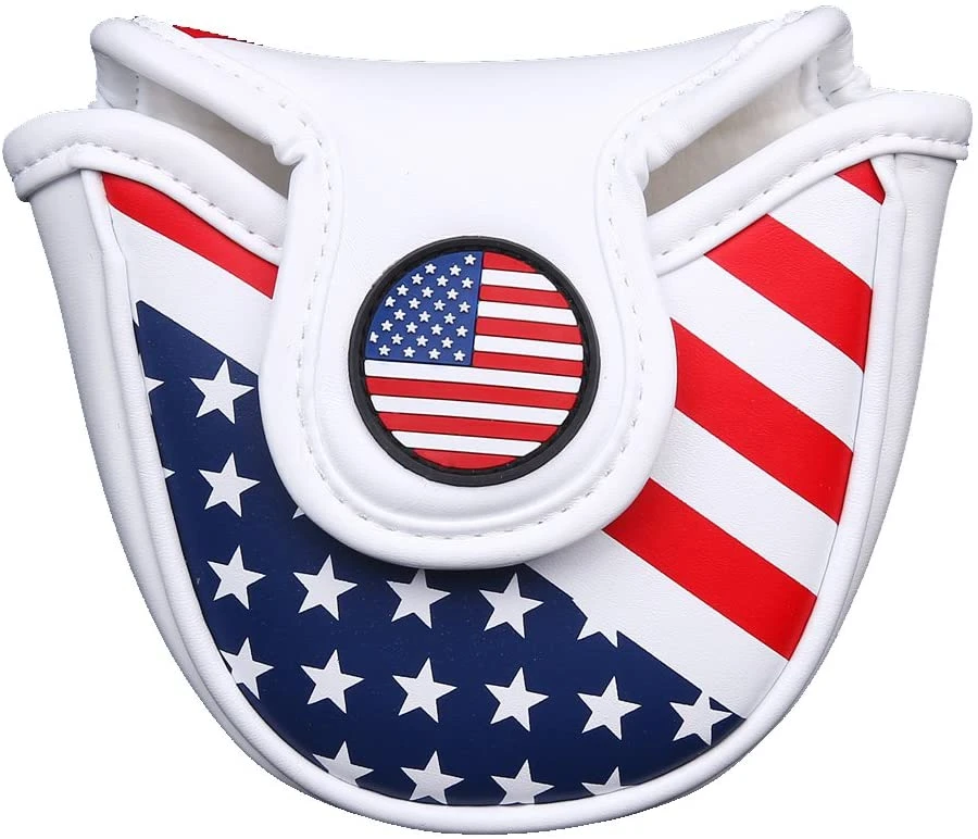 Volf Golf Red White Blue Synthetic Leather USA Mallet Putter Cover 3 Volf Golf Red White Blue Synthetic Leather USA Mallet Putter Cover