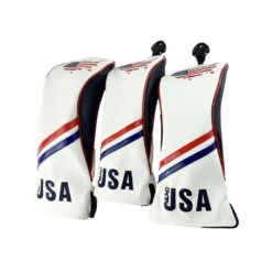 Volf Golf Red White Blue Leather USA Headcovers -Golf Club Sales VolfGolfHeadcovers USASET1