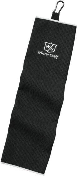 Wilson Staff Microfiber Trifold Golf Towel 16" X 21" Black -Golf Club Sales WIlson TriFold Towel Black