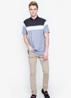 Callaway Jack Nicklaus Black Label By Perry Ellis Yarn Dyed Color Block Polo Shirts -Golf Club Sales YarnDyedColorBlockPolo CaviarBlack4