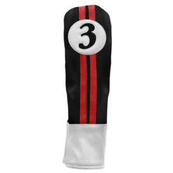 Sahara Retro Vintage #3 Fairway Wood Headcovers -Golf Club Sales fw 3 hc black red